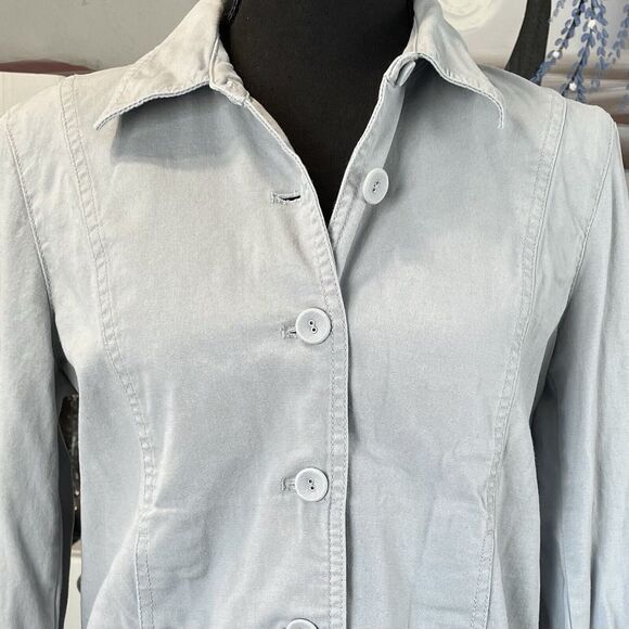 Eileen Fisher Organic Cotton Blue Jacket With Button Pockets Women’s XS - Picture 4 of 8